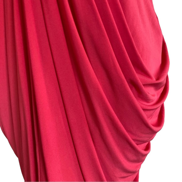 BCBGMAXAZRIA red draped bubble hem pleated bodice sleeveless mini dress.… - Picture 5 of 11
